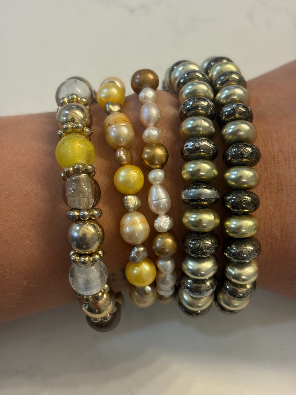 Beaded Stretch Bracelet Set (5) - Women Jewellery